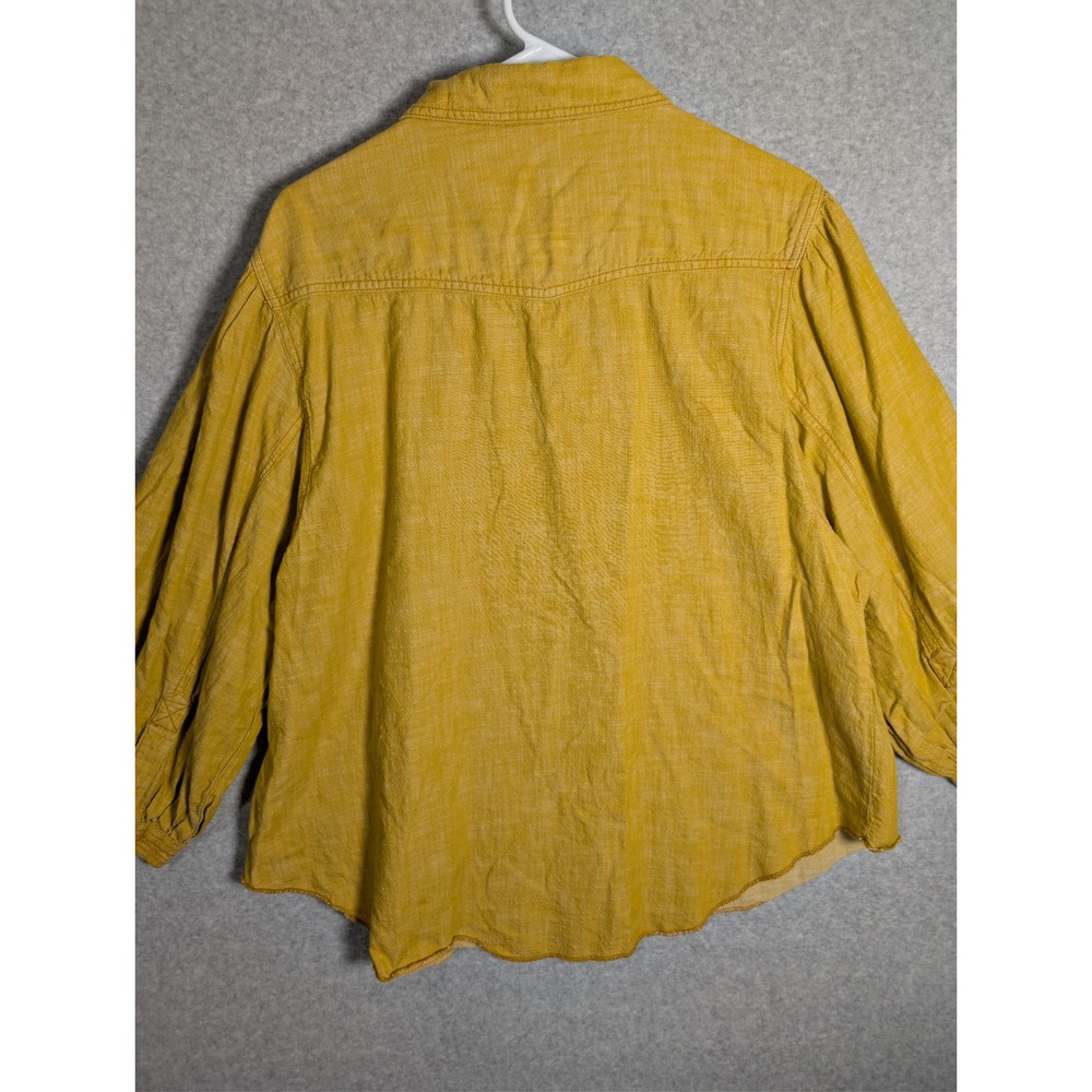 Ivy Main Womens Shirt Large Mustard Yellow Cotton Western Snap Button Rustic - Picture 4 of 15